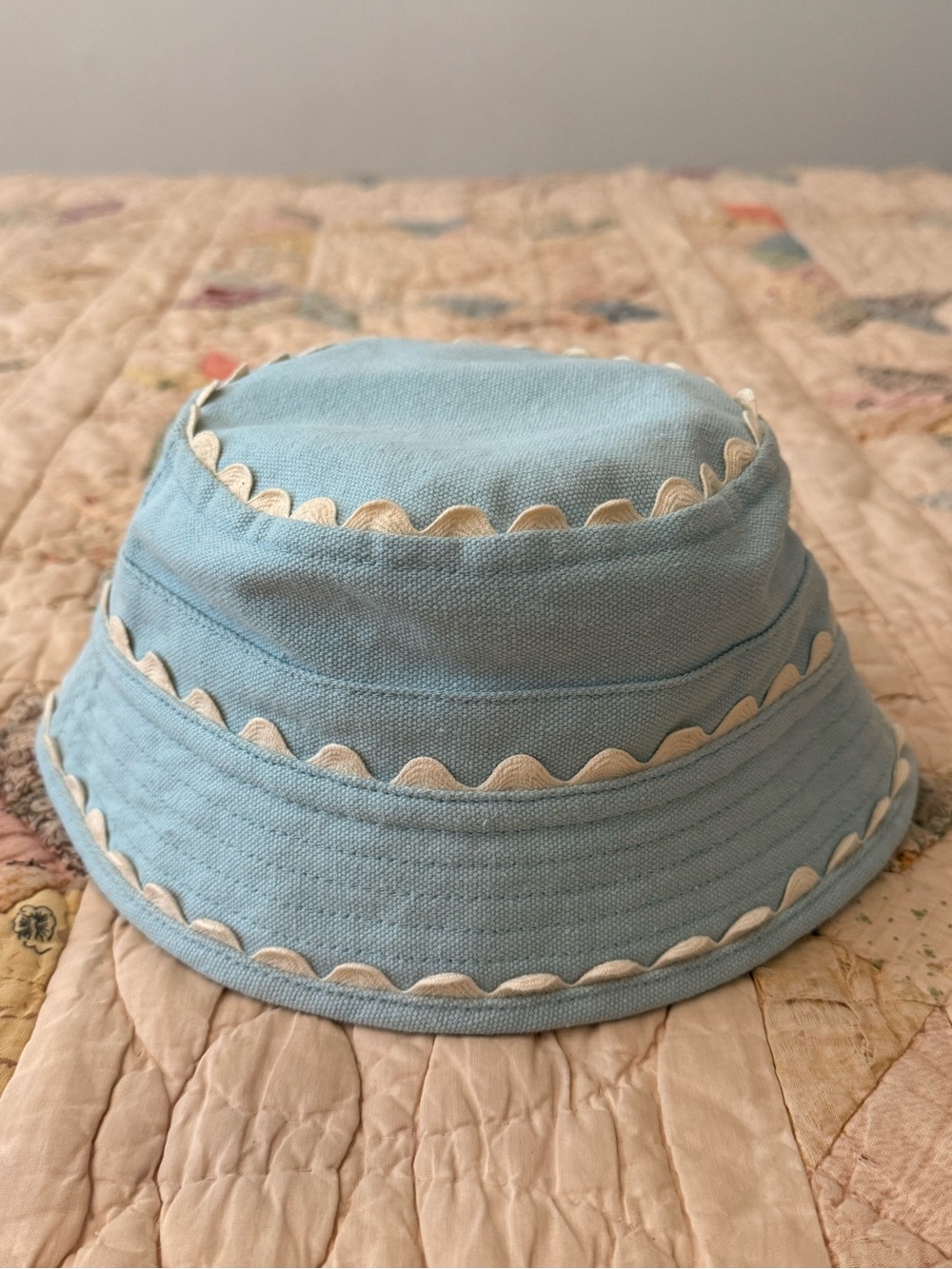 Misha & Puff Ric Rac Bucket Hat Sky Blue Cotton | 2-4y